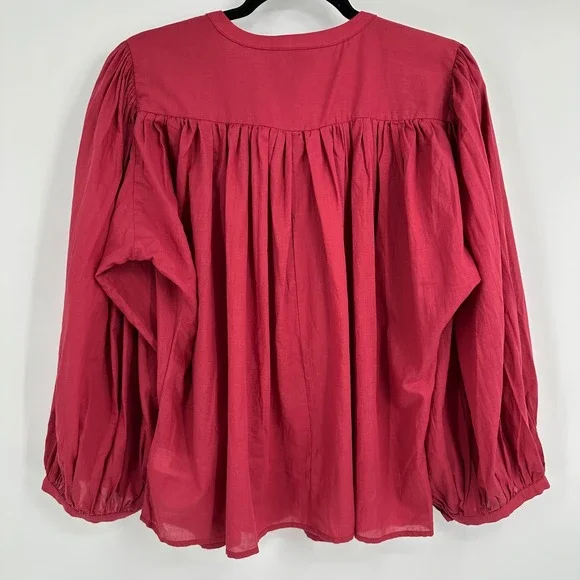 Puff Long Sleeve Banded Collar Neck Blouse Universal Thread Cottagecore XL NWT - Picture 9 of 13